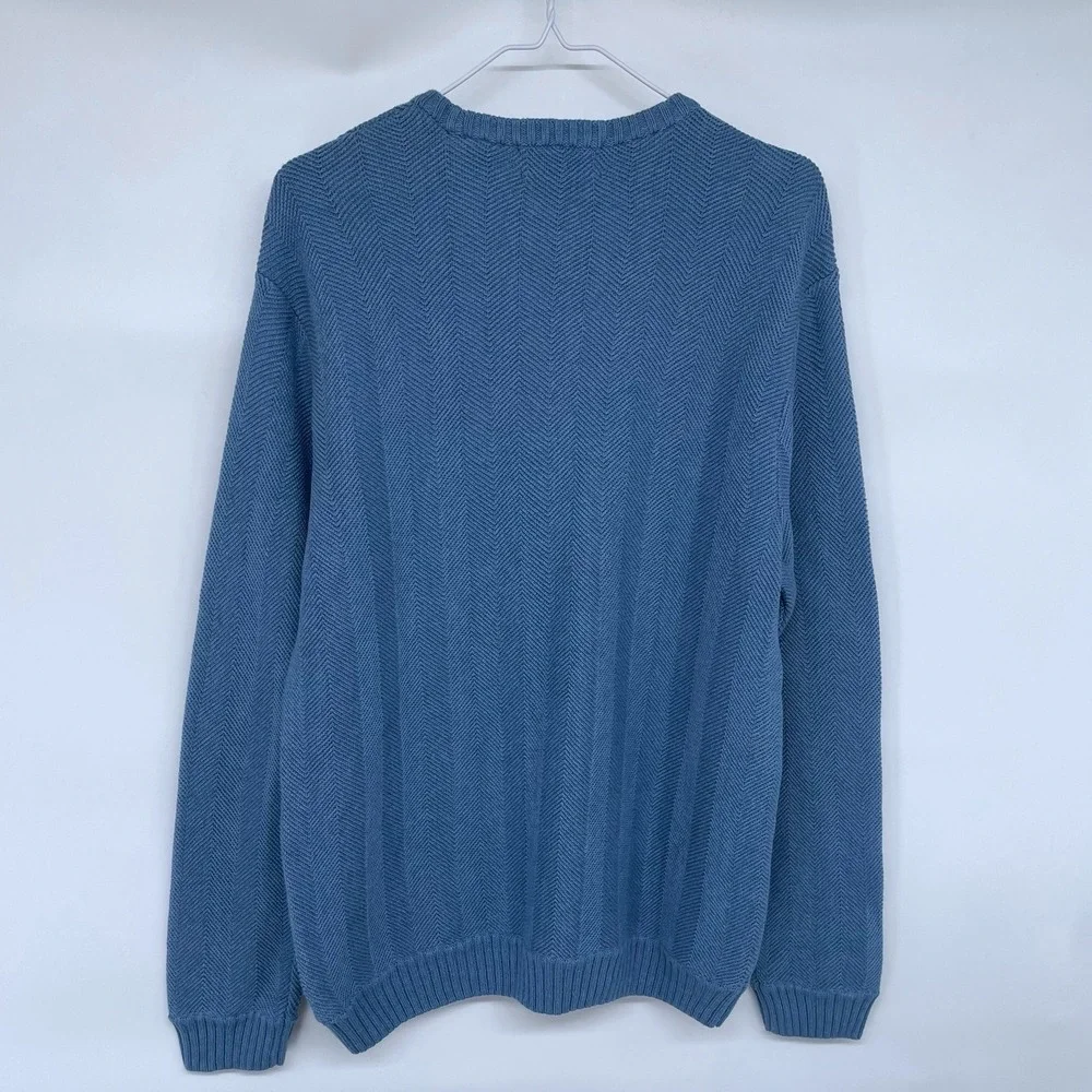 NEW Chaps Herringbone Knit Crewneck Sweater‎ Medium Women's Vtg Pullover Blue